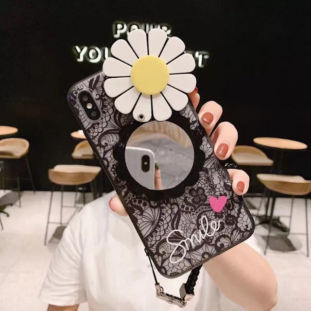 Smile Black With Daisy Mirror
