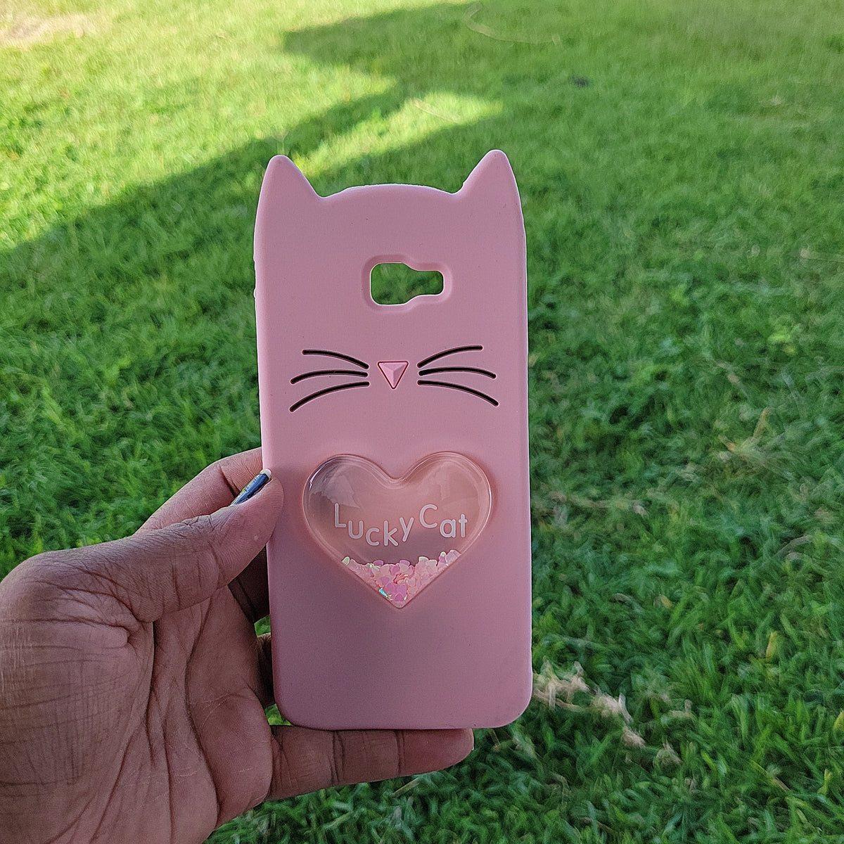 Cat With Glitter Heart Pink