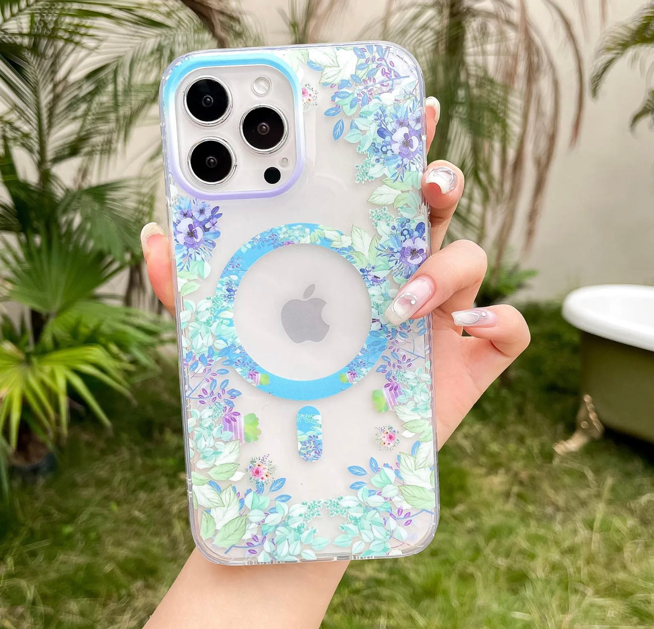 Floral Silicone Case Blue