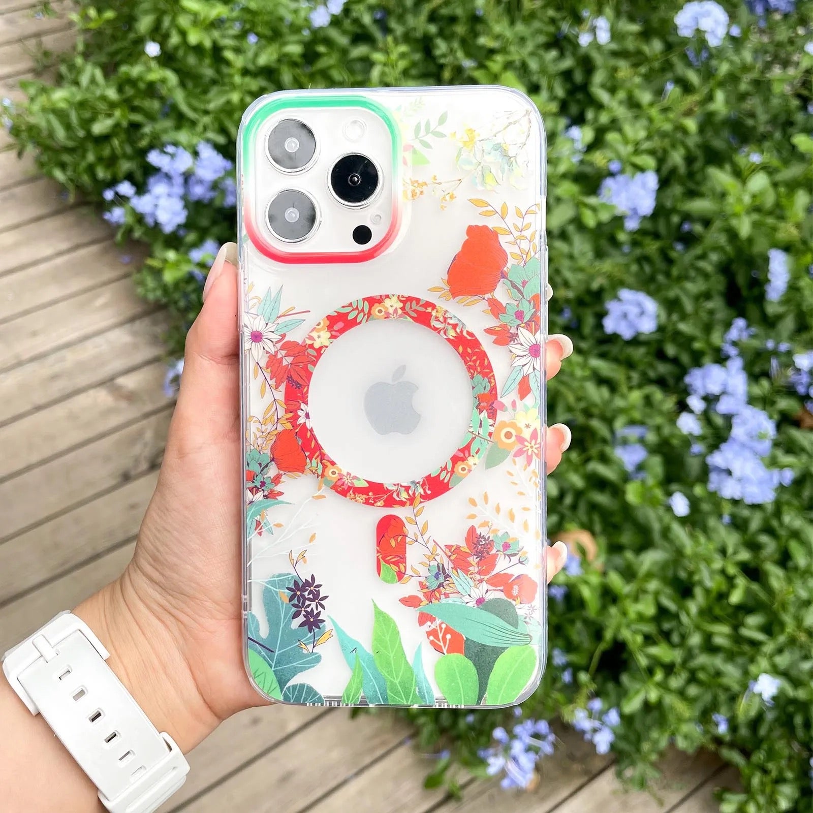 Floral Silicone Case Red