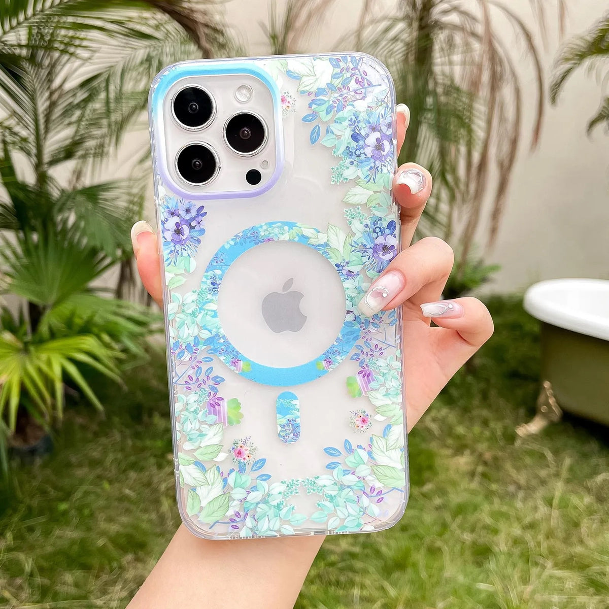 Floral Silicone Case Blue